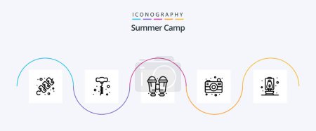 Ilustración de Summer Camp Line 5 Icon Pack Including . travel. camping. camping. camping - Imagen libre de derechos
