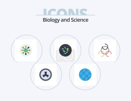 Illustration for Biology Flat Icon Pack 5 Icon Design. microbe. germ. atom. biology. laboratory - Royalty Free Image