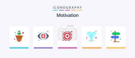 Illustration for Motivation Flat 5 Icon Pack Including . pointer. goal. location. value able. Creative Icons Design - Royalty Free Image