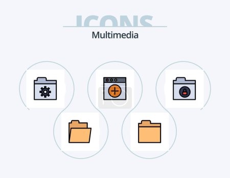 Ilustración de Multimedia Line Filled Icon Pack 5 Icon Design. . . folder. new. app - Imagen libre de derechos
