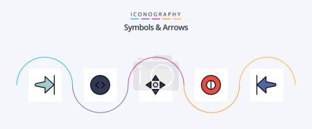 Téléchargez les illustrations : Symbols and Arrows Line Filled Flat 5 Icon Pack Including . navigate. start. arrow - en licence libre de droit