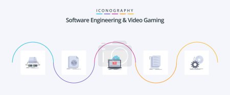 Ilustración de Software Engineering And Video Gaming Flat 5 Icon Pack Including compile. code. programming. video. online - Imagen libre de derechos
