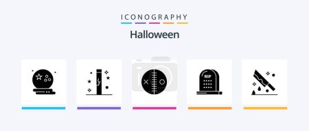Téléchargez les illustrations : Halloween Glyph 5 Icon Pack Including graveyard. death. holidays. voodoo. halloween. Creative Icons Design - en licence libre de droit