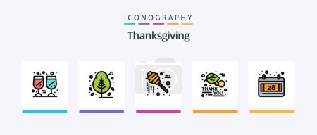 Illustration for Thanksgiving Line Filled 5 Icon Pack Including thanksgiving. thanksgiving. thanks day. leaf. turkey. Creative Icons Design - Royalty Free Image