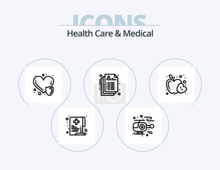 Illustration for Health Care And Medical Line Icon Pack 5 Icon Design. . medical. helicopter. health. online - Royalty Free Image