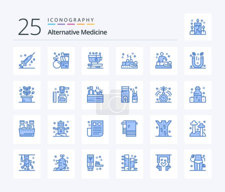 Illustration for Alternative Medicine 25 Blue Color icon pack including relaxation. wellness. leaf. therapy. cupping - Royalty Free Image