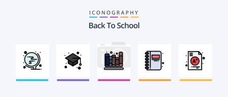 Illustration for Back To School Line Filled 5 Icon Pack Including education. school. back to school. preschool. abc. Creative Icons Design - Royalty Free Image