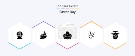 Ilustración de Easter 25 Glyph icon pack including celebration. nature. chicken. easter. buds - Imagen libre de derechos