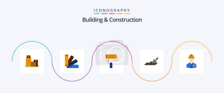 Téléchargez les illustrations : Building And Construction Flat 5 Icon Pack Including trovel. mason. swatch. brickwork. wall - en licence libre de droit