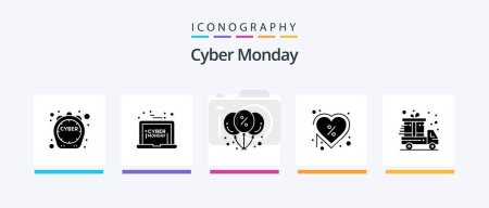 Ilustración de Cyber Monday Glyph 5 Icon Pack Including present. label. balloon. heart. day. Creative Icons Design - Imagen libre de derechos