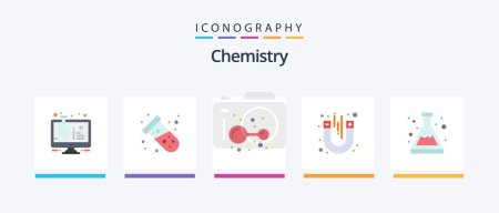 Illustration for Chemistry Flat 5 Icon Pack Including acid. test. atom. magnet. lab. Creative Icons Design - Royalty Free Image