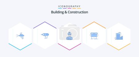 Illustration for Building And Construction 25 Blue icon pack including water. cleaning. electronics. bucket. engineer - Royalty Free Image
