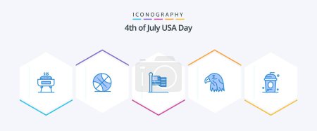 Illustration for Usa 25 Blue icon pack including cole. usa. american. eagle. animal - Royalty Free Image