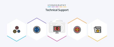 Illustration for Technical Support 25 FilledLine icon pack including typing. support. support. message. web maintenance - Royalty Free Image