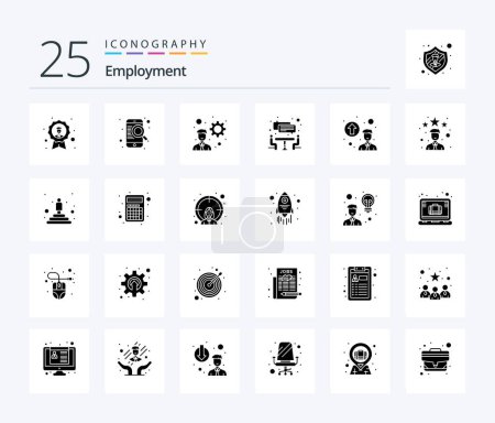 Illustration for Employment 25 Solid Glyph icon pack including promotion concept. personal up gradation. online. teamwork. interview - Royalty Free Image