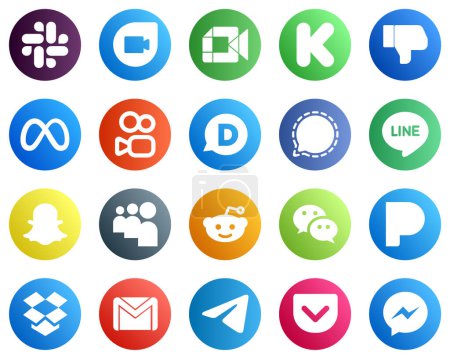 Ilustración de 20 Versatile Social Media Icons such as snapchat. facebook. mesenger and disqus icons. Minimalist and customizable - Imagen libre de derechos