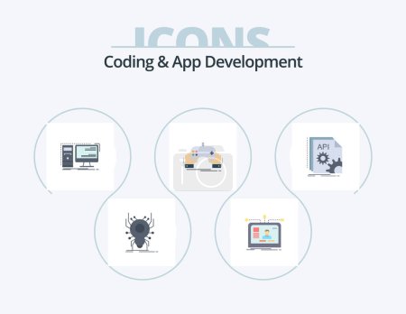 Illustration for Coding And App Development Flat Icon Pack 5 Icon Design. mobile. game. layout. system. hardware - Royalty Free Image