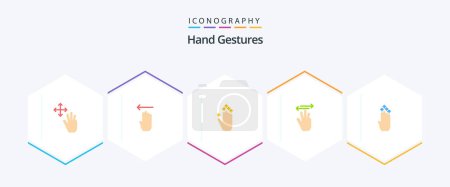 Illustration for Hand Gestures 25 Flat icon pack including four. right. gesture. left. hand cursor - Royalty Free Image