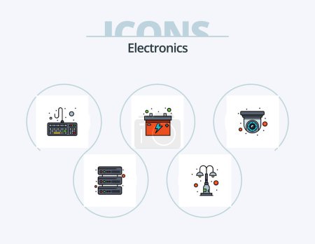 Illustration for Electronics Line Filled Icon Pack 5 Icon Design. park. light. audio. elements. servers - Royalty Free Image