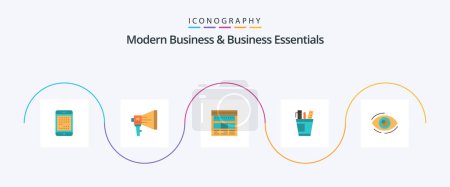 Téléchargez les photos : Modern Business And Business Essentials Flat 5 Icon Pack Including page. business. loudspeaker. browser. tool - en image libre de droit