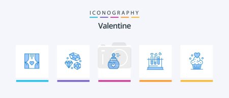 Ilustración de Valentine Blue 5 Icon Pack Including heart. lab. wedding. tube. aroma. Creative Icons Design - Imagen libre de derechos