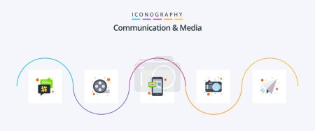 Ilustración de Communication And Media Flat 5 Icon Pack Including mail. travel. message. vacation. camera - Imagen libre de derechos