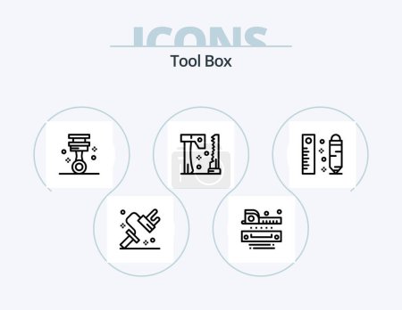 Ilustración de Tools Line Icon Pack 5 Icon Design. car. saw. manometer. cutting. blade - Imagen libre de derechos