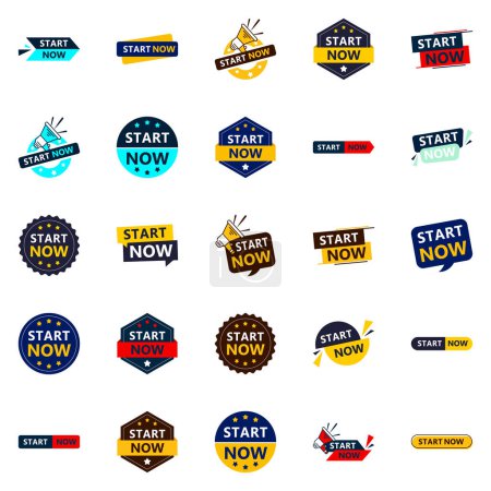 Téléchargez les illustrations : Start Now 25 Fresh Typographic Designs for an updated initiation campaign - en licence libre de droit