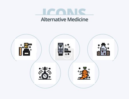 Illustration for Alternative Medicine Line Filled Icon Pack 5 Icon Design. people. ornamental. food. light. candle - Royalty Free Image