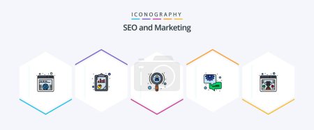 Illustration for Seo 25 FilledLine icon pack including seo. gear. growth. consulting. business - Royalty Free Image
