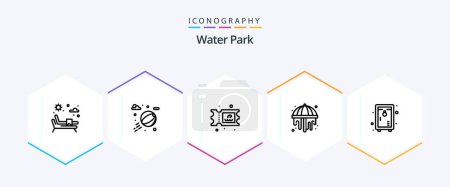 Téléchargez les illustrations : Water Park 25 Line icon pack including . garden. park. park. locker - en licence libre de droit