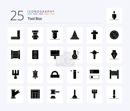 Téléchargez les illustrations : Tools 25 Solid Glyph icon pack including ladder. seo. signaling. preferences. tools - en licence libre de droit
