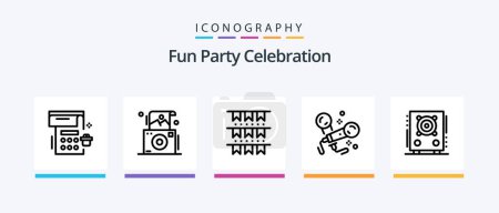 Téléchargez les illustrations : Party Line 5 Icon Pack Including catering. sports. hanukkah. snooker. billiards. Creative Icons Design - en licence libre de droit