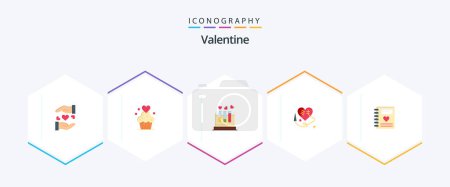 Téléchargez les illustrations : Valentine 25 Flat icon pack including tube. day. cake. valentines. sweets - en licence libre de droit