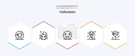 Ilustración de Halloween 25 Line icon pack including confect. halloween. spider. balloons. monster - Imagen libre de derechos