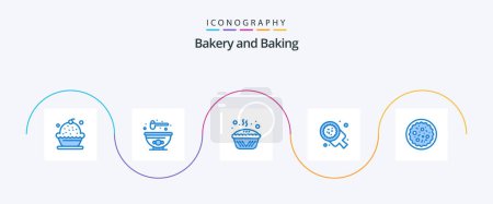 Ilustración de Baking Blue 5 Icon Pack Including pizza. food. food. baking. pie - Imagen libre de derechos