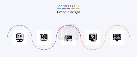 Téléchargez les illustrations : Graphic Design Glyph 5 Icon Pack Including layout . tool . writer. notebook - en licence libre de droit