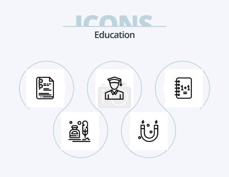 Illustration for Education Line Icon Pack 5 Icon Design. . notebook. presentation. education. graduation - Royalty Free Image