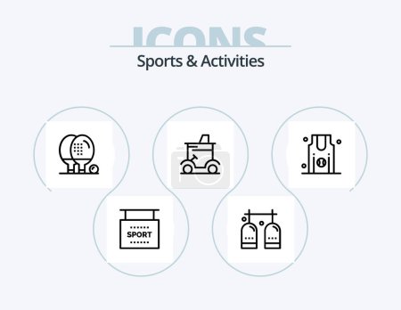 Ilustración de Sports and Activities Line Icon Pack 5 Icon Design. game. athletics. game. activities. sports - Imagen libre de derechos