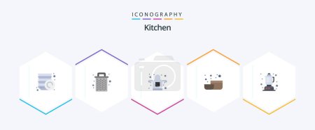 Illustration for Kitchen 25 Flat icon pack including . kitchen. cook. food. tool - Royalty Free Image