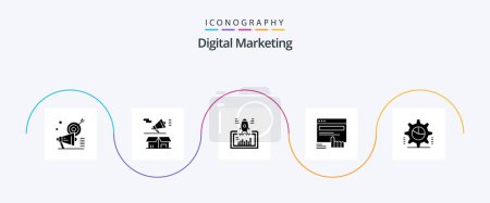 Téléchargez les illustrations : Digital Marketing Glyph 5 Icon Pack Including finger. web. box. startup. project - en licence libre de droit