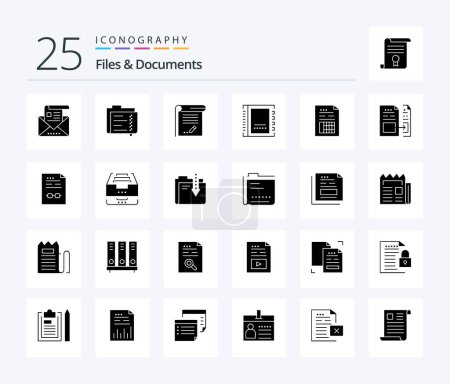 Ilustración de Files And Documents 25 Solid Glyph icon pack including contact. address. file. notebook. knowledge - Imagen libre de derechos