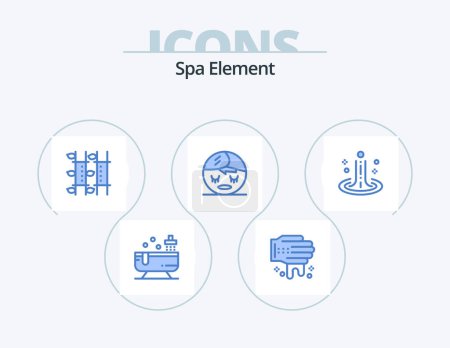 Illustration for Spa Element Blue Icon Pack 5 Icon Design. spa. effect. massage. element. spa - Royalty Free Image