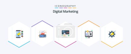 Illustration for Digital Marketing 25 Flat icon pack including marketing. per. keyboard. pay. promote - Royalty Free Image