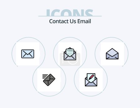 Téléchargez les illustrations : Email Line Filled Icon Pack 5 Icon Design. . open. open - en licence libre de droit