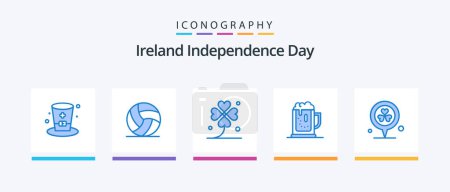 Ilustración de Ireland Independence Day Blue 5 Icon Pack Including jar. celebrate. clover. beer. lucky. Creative Icons Design - Imagen libre de derechos