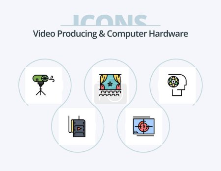 Illustration for Video Producing And Computer Hardware Line Filled Icon Pack 5 Icon Design. film. budget. human. professional. film - Royalty Free Image