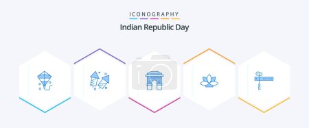 Téléchargez les illustrations : Indian Republic Day 25 Blue icon pack including india. temple. new year. srilanka. india - en licence libre de droit