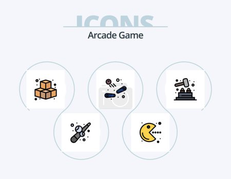 Illustration for Arcade Line Filled Icon Pack 5 Icon Design. game. bowling pine. games. fun. game - Royalty Free Image