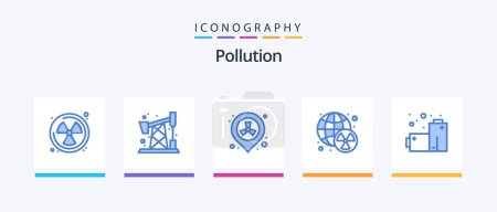 Illustration for Pollution Blue 5 Icon Pack Including . gas. pollution. batteries. waste. Creative Icons Design - Royalty Free Image